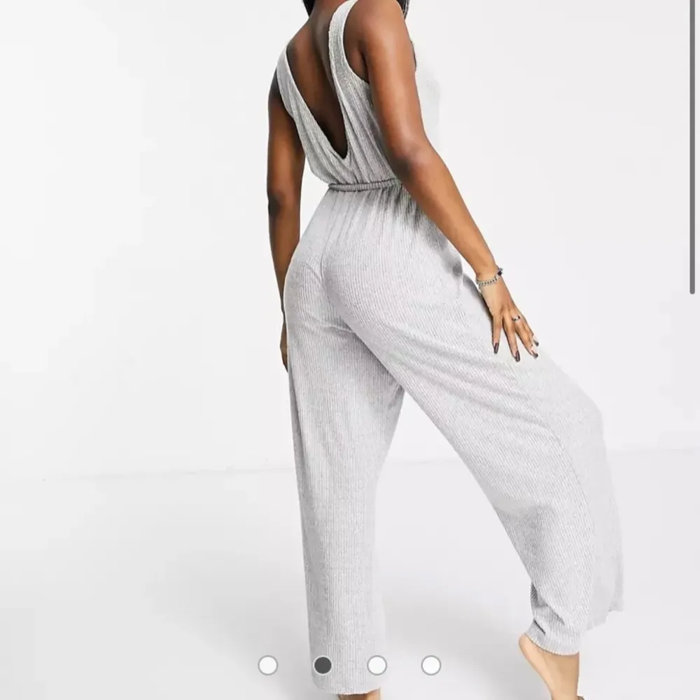 ASOS DESIGN light gray mix & match lounge super soft rib jumpsuit - Image 2