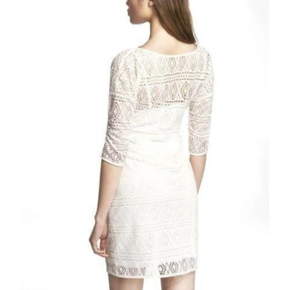 Express Lace Dress Mesh/Net Stretch Lined Neutral Cream M NWOT Summer Lacy Party - Image 2