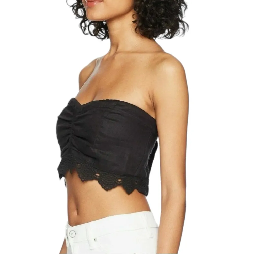 Free People Intimately Dream Lover Black Crochet Trim Bandeau Tube Top Small - Image 2