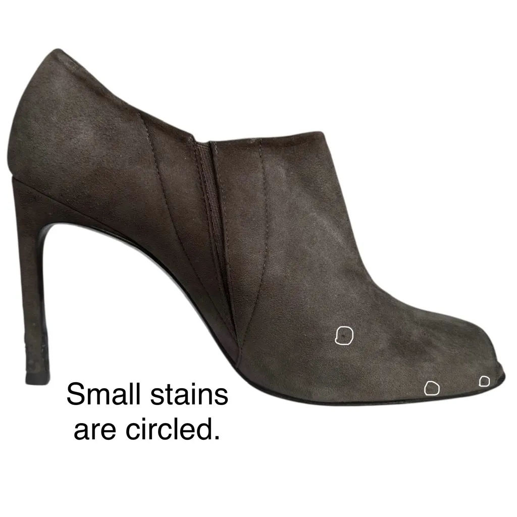 Stuart Weitzman Altamira Suede Leather Ankle Booties Gray Peep Toe Stiletto 9 M - Image 13