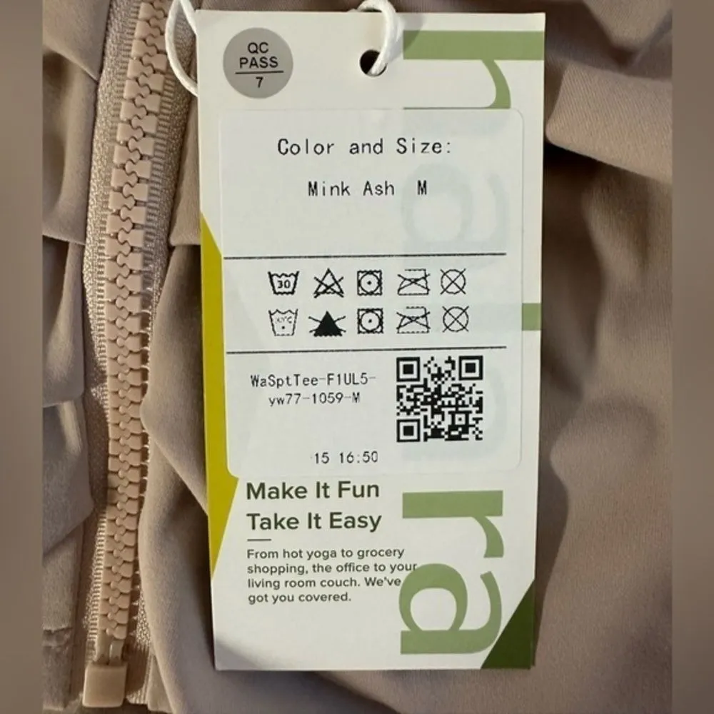 Halara Scoop Neck Zip Front Ruched Cropped Sports‎ Top Mauve Gray Size M - Image 7