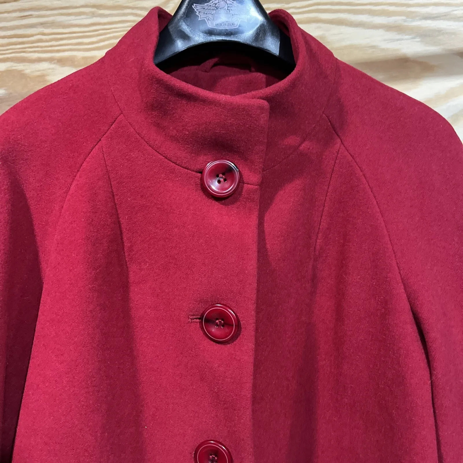 Appleseed's Petites Women’s Red Button Wool Blend Pea Coat Size 16P City Classic - Image 4