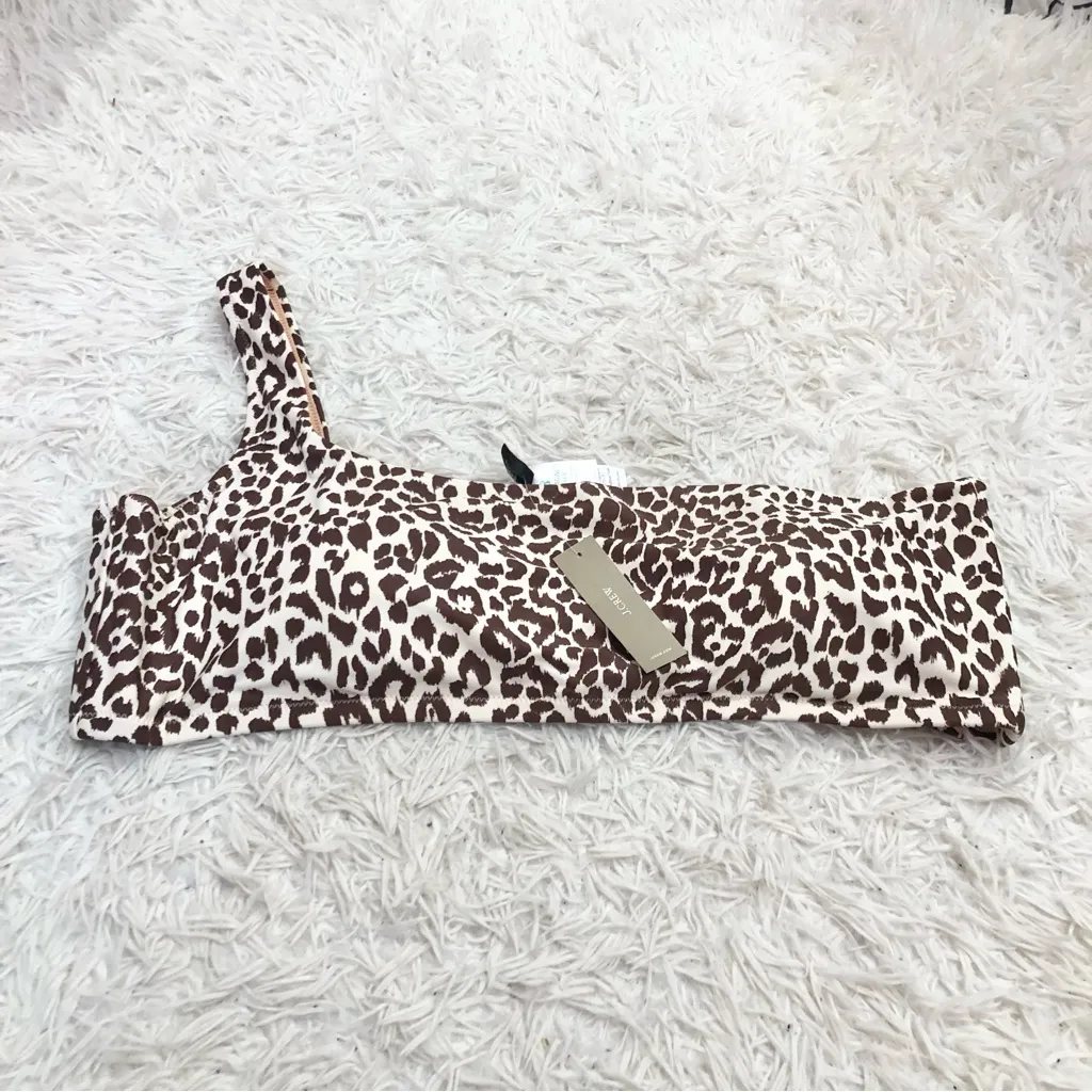 J Crew One Shoulder Animal‎ Cheetah Print Brown Cream Size 2X - Image 2
