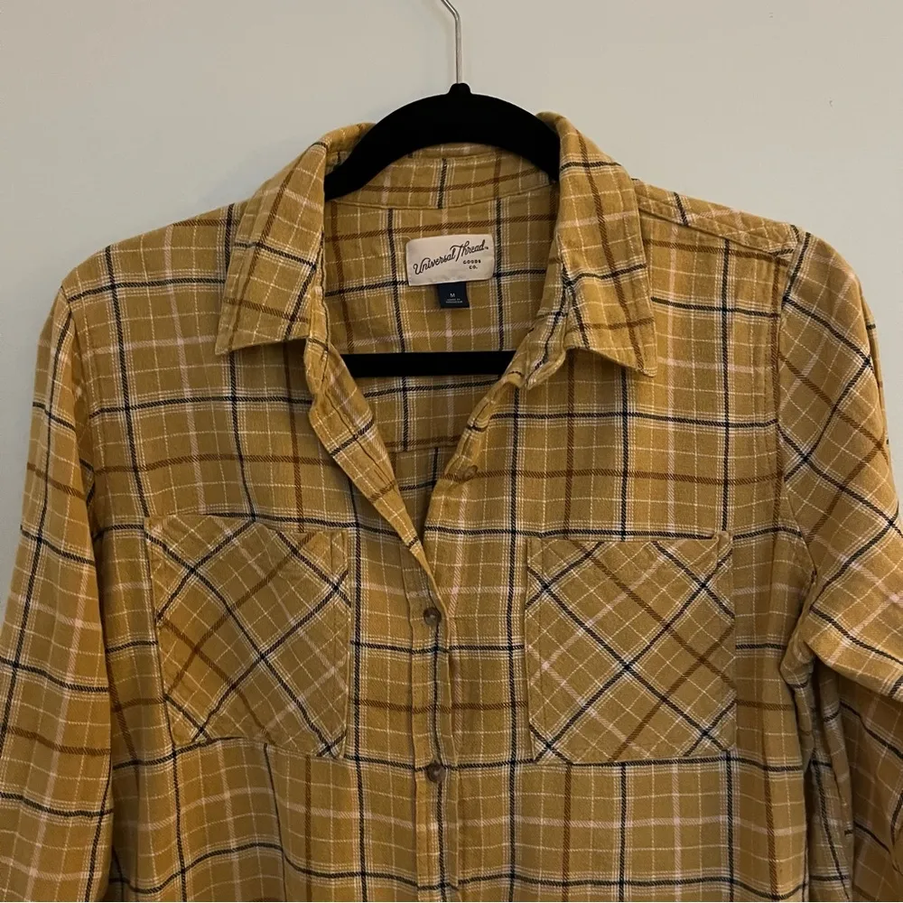 Universal Thread Golden Flannel Button Down Top Medium - Image 2