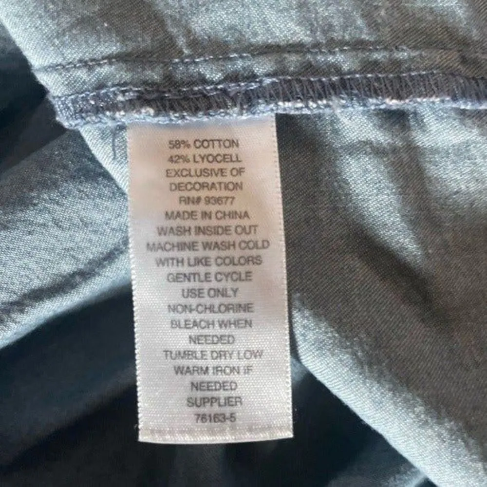 ANA A New Approach Denim Cotton Off Shoulder Floral Embroidered Top, Size medium - Image 11