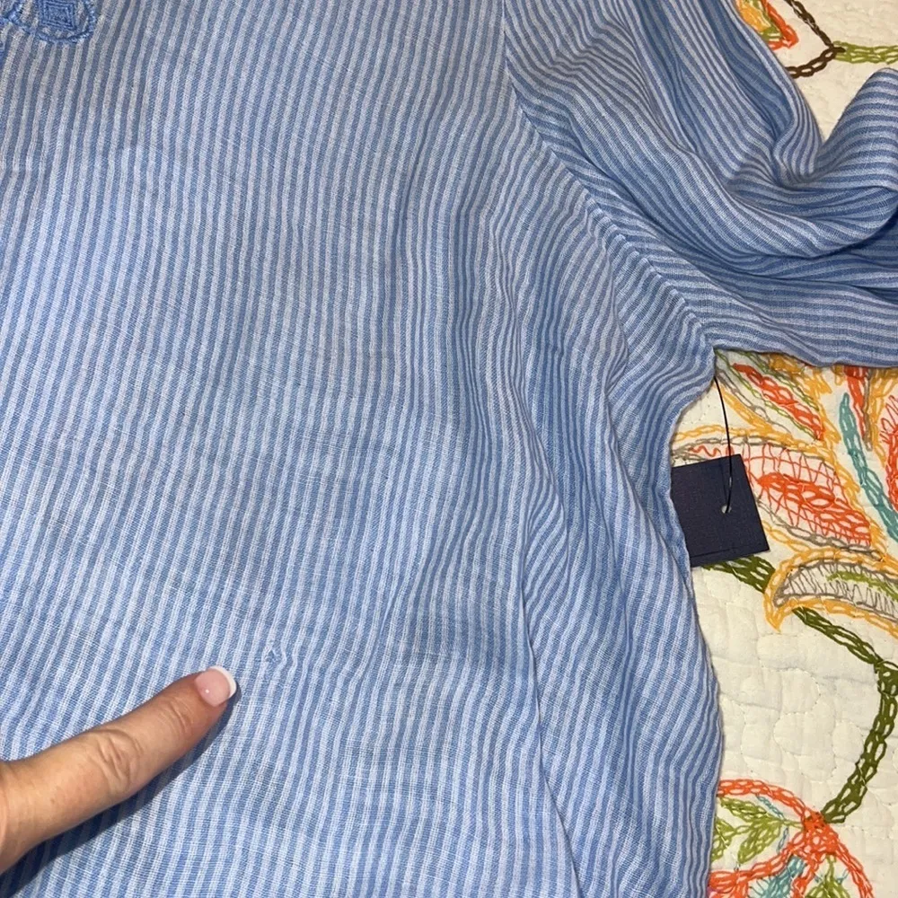 Crown & Ivy xxl womens top garden part signature striped v neck bell sleeve flaw - Image 3