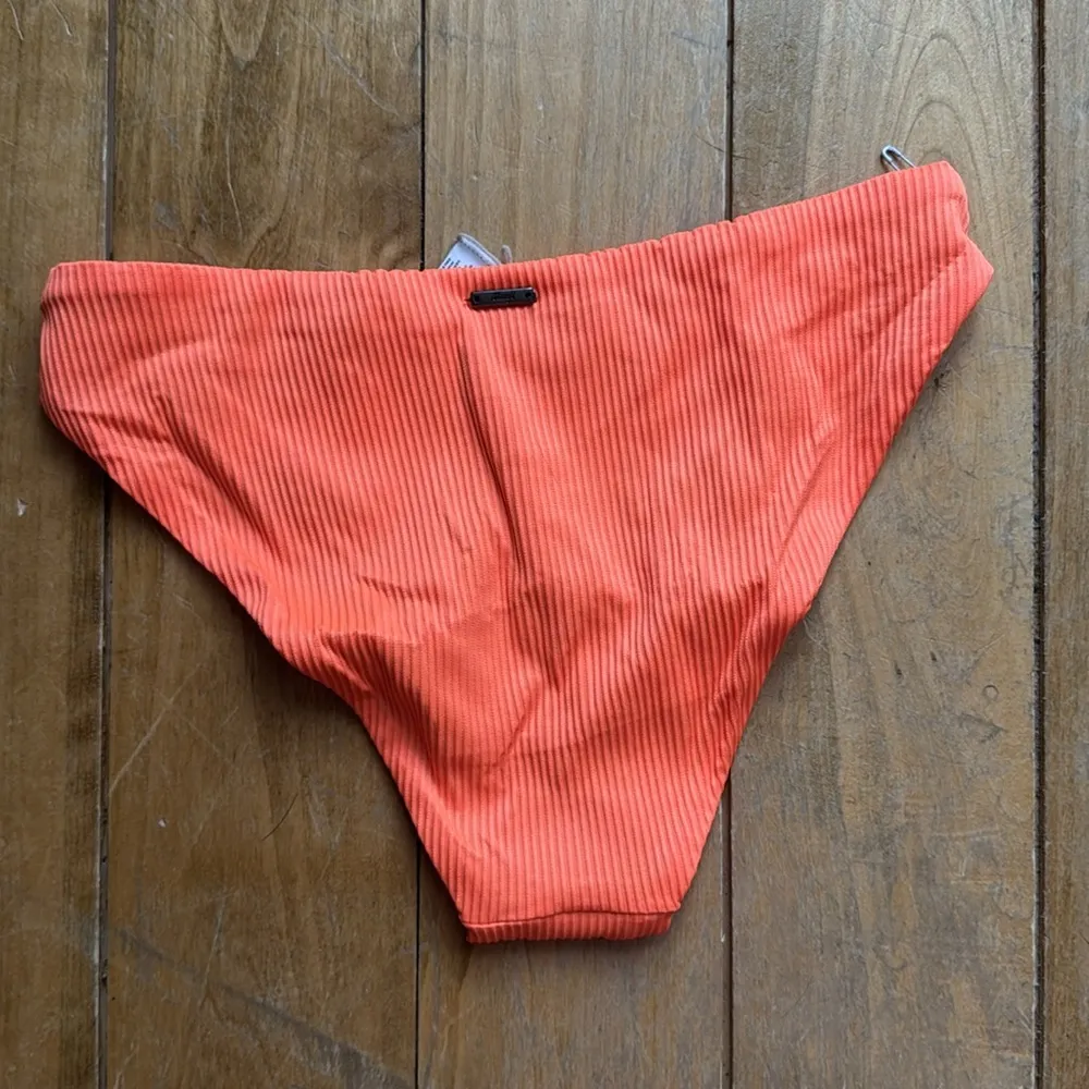 Maagi High Leg Bikini Bottom Ribbed Vibrant Orange/Palm Print NWOT XS - Image 2