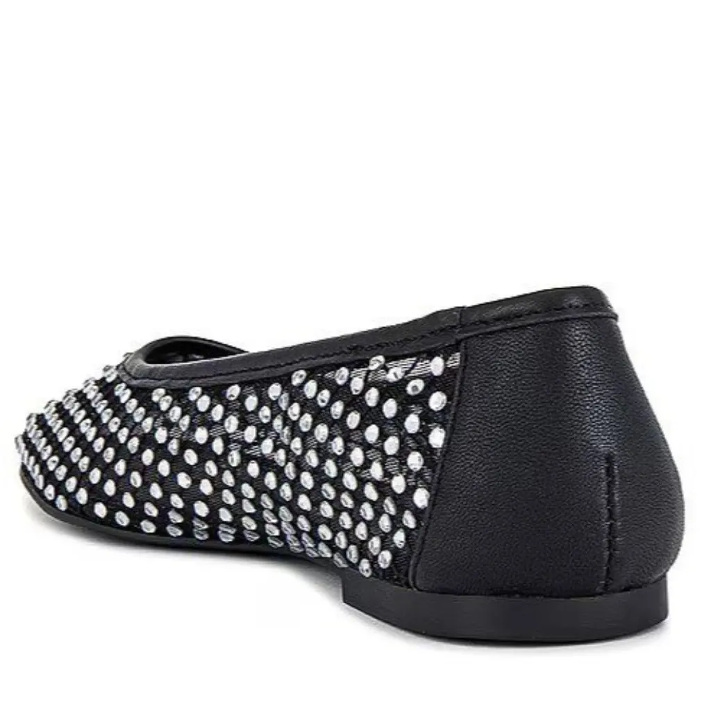 Steve Madden Womens Auden Ballet Flats in Black 8 with box Rhinestone Shoes - Image 5