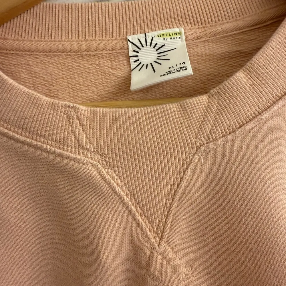 OFFLINE Aerie Throw-Back Crop Crewneck Ballet Dusty Pink Sweatshirt - size XL - Image 4
