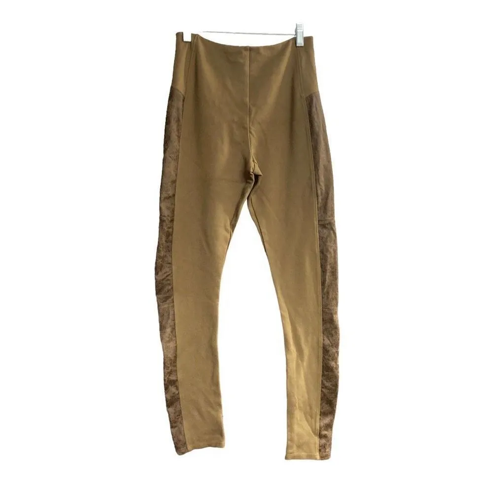 Lysse Women’s‎ Faux Suede High Waist Skinny Leggings Pants Tan Size Small - Image 2