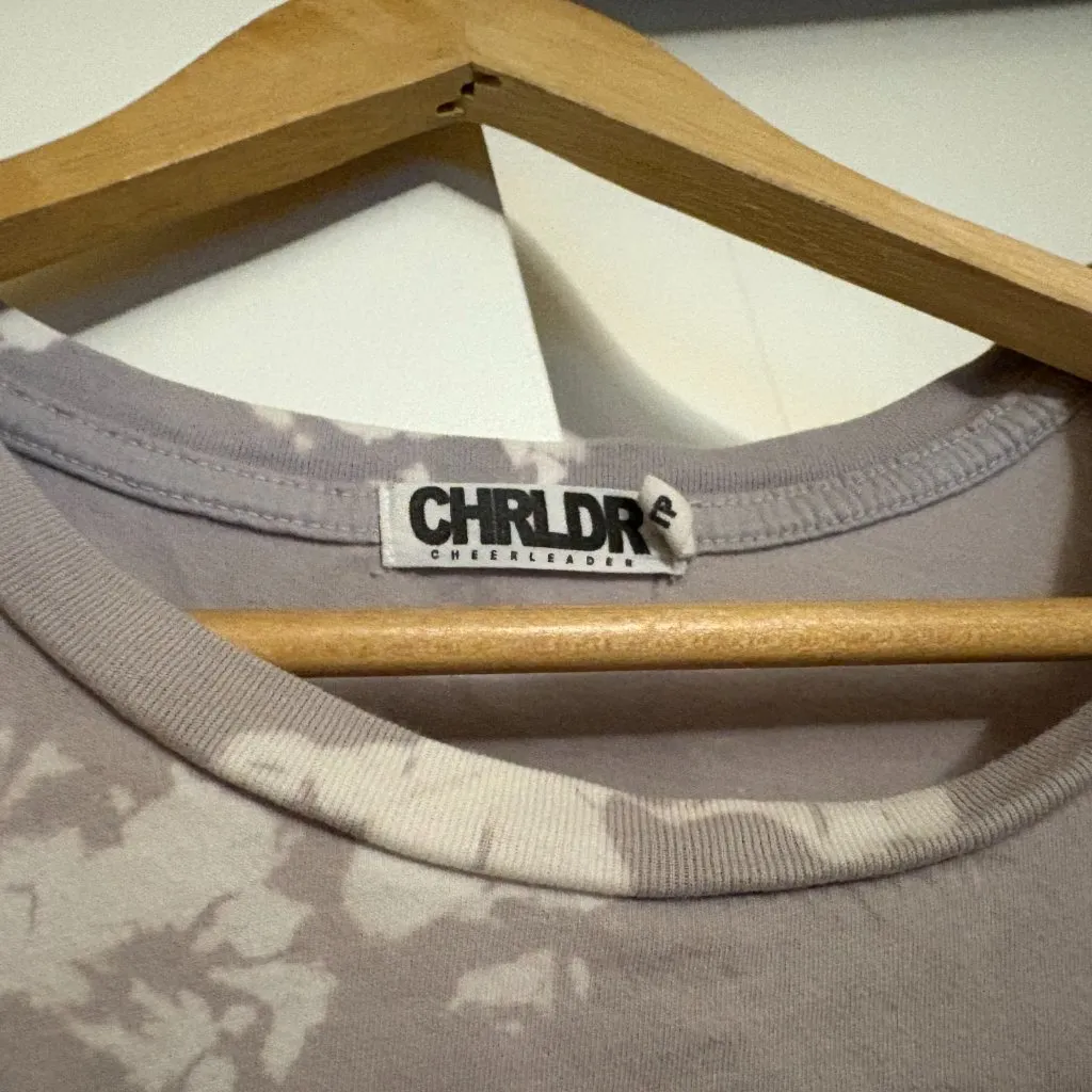 CHRLDR Cheerleader Tie Dye T Shirt XS Xtra Small Skull Graphic Star Eyes Purple - Image 2