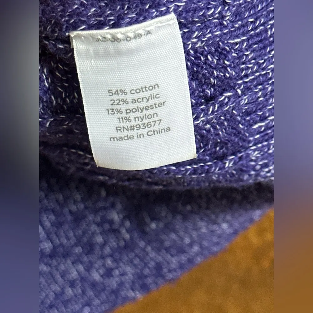 JCP (XS) Cable Knit Crew Neck Sweater purple/white marl 3/4 sleeves Purple - Image 3