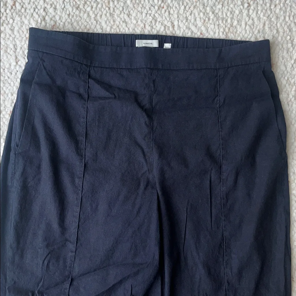 Vince. Linen Blend Tapered Pull-On Seamed Pant Coastal Navy Blue XL - Image 5