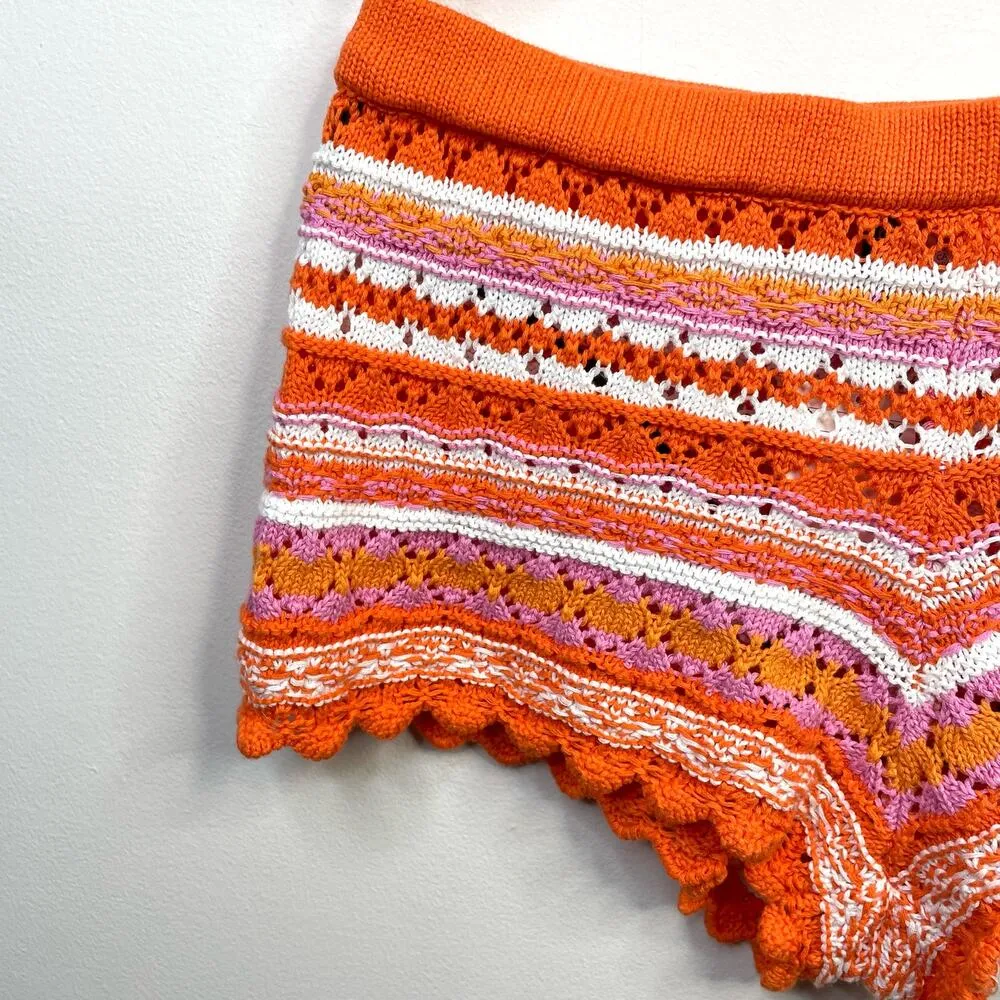 Divided H&M Crochet Tank Top Shorts Outfit Set Striped Orange Womens S new - Image 5