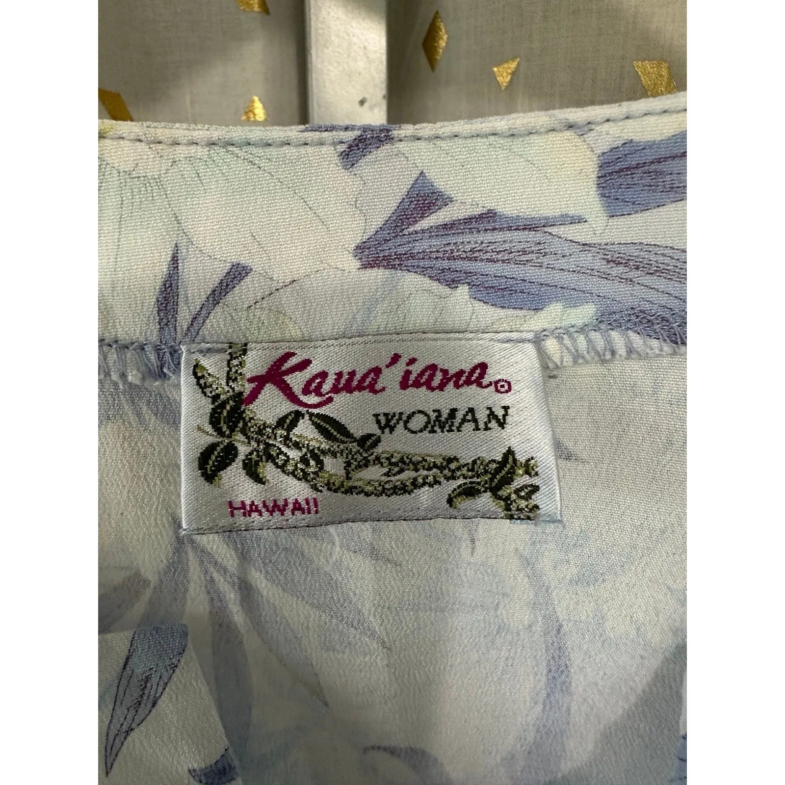 Kaua'iana Woman Hawaiian Tropical Floral Flutter Cap Sleeve Flowy Blouse 2X - Image 5