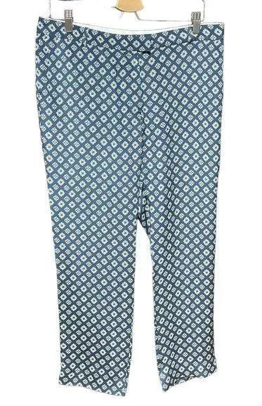 JOSEPH Ben Matt Silk Cravate Blue Diamond Print Silk Trouser Pants Size 42 US 10 - Image 1
