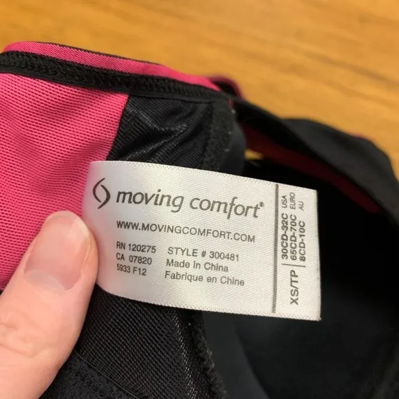 Moving Comfort Sports Bra 300481‎ Womens XS Black Pink Impact Support Cross Back - Image 3