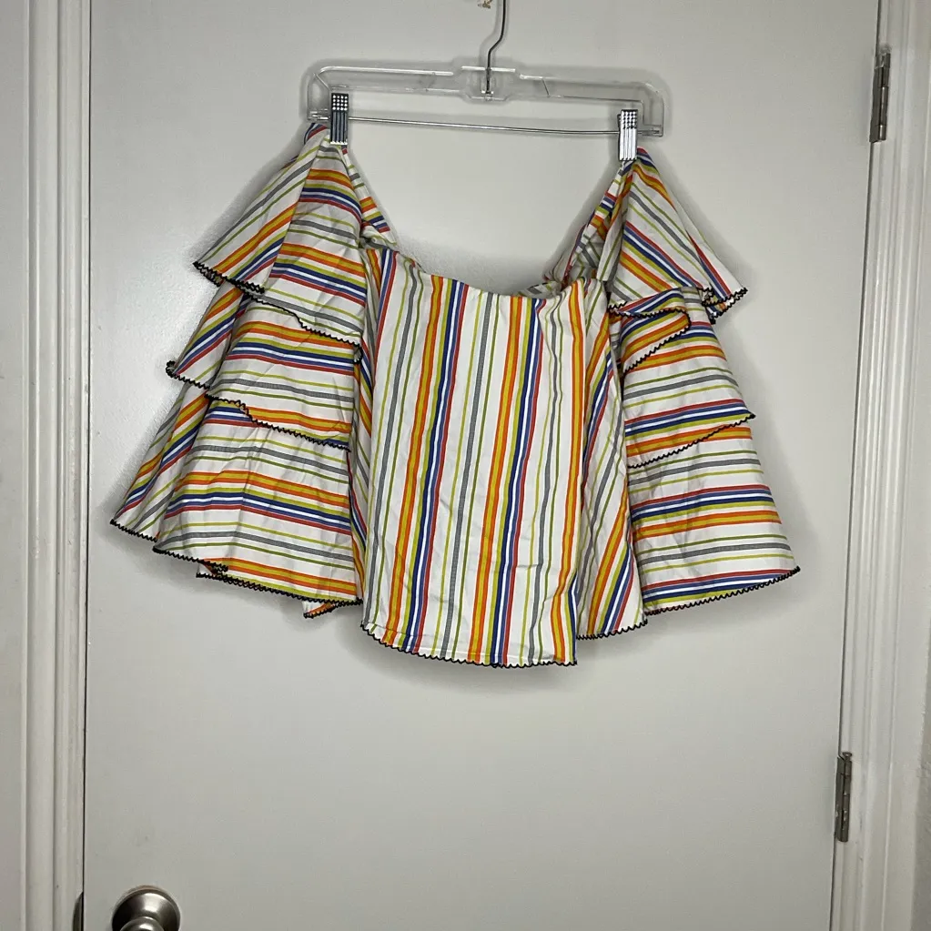 Caroline Constas Carmen Striped Ruffle Size XS Orange - Image 3