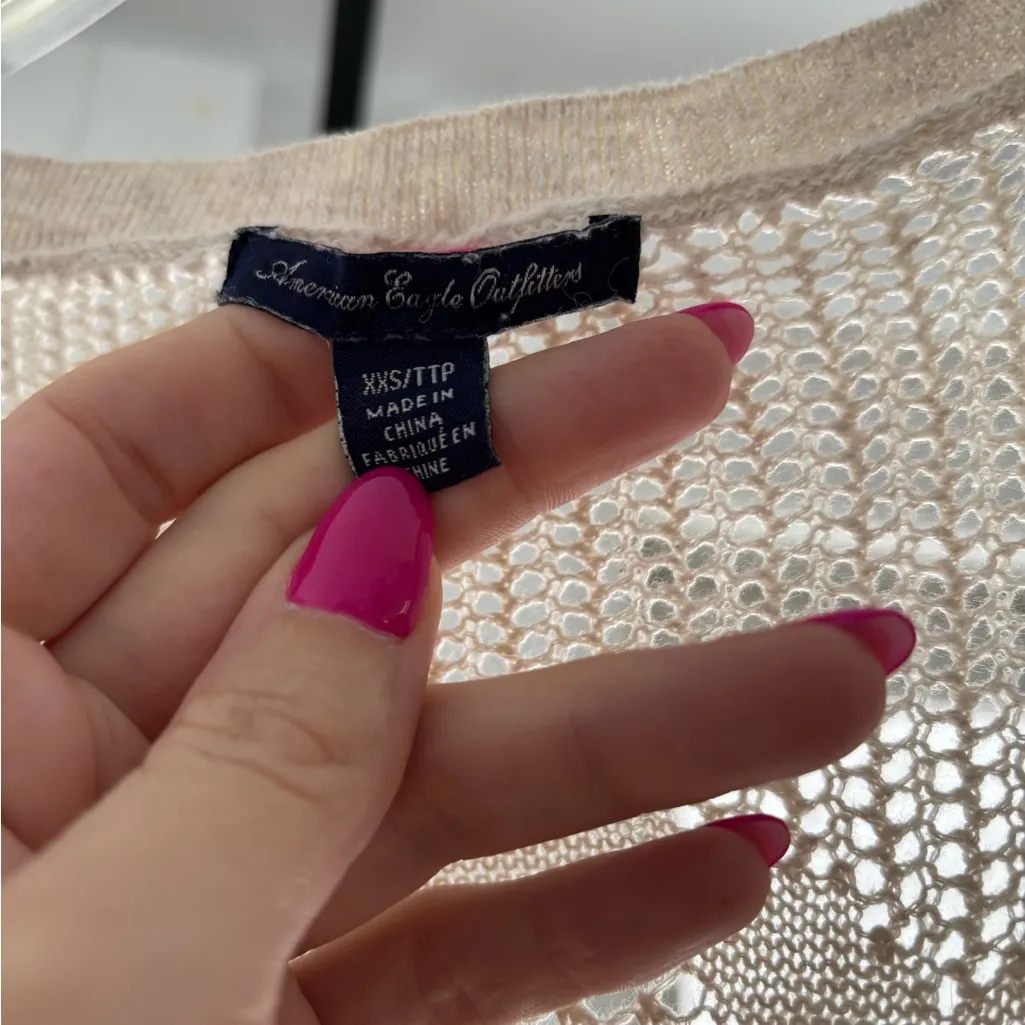 American Eagle Outfitters Cream Long Sleeve Dress - Image 3