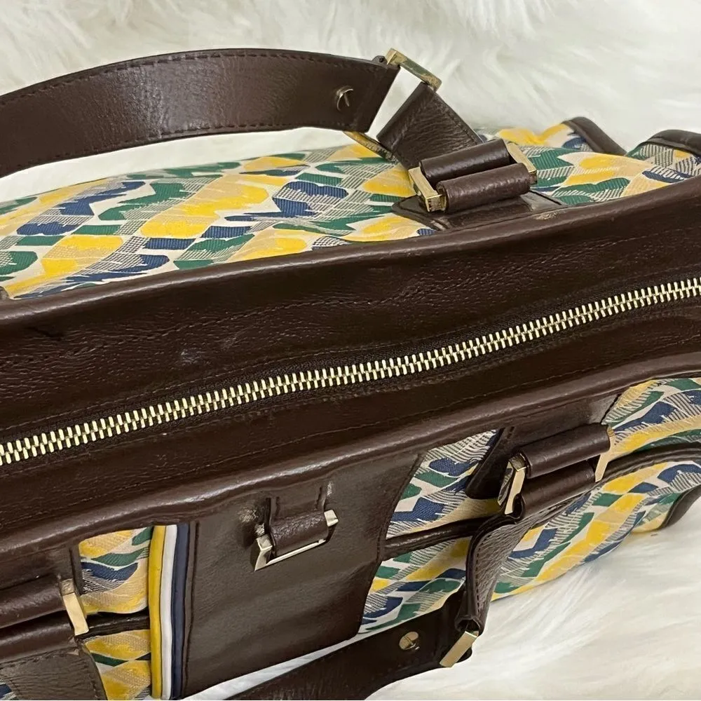 L.A.M.B Gwen Stephani Y2K Logo Spellout Bag Leather/Canvas Blue Yellow - Image 2