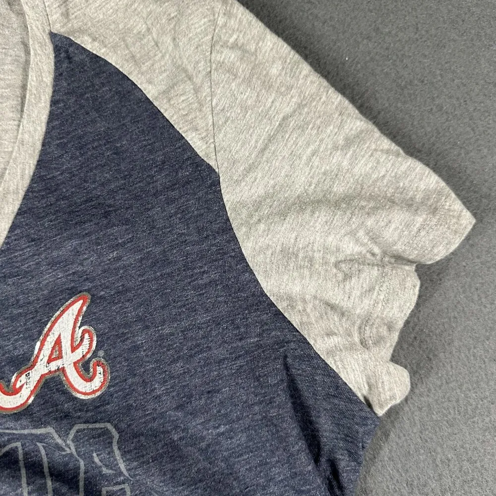 Atlanta Braves Shirt Womens XL Blue Gray MLB Baseball Tee Short Sleeve Genuine - Image 5