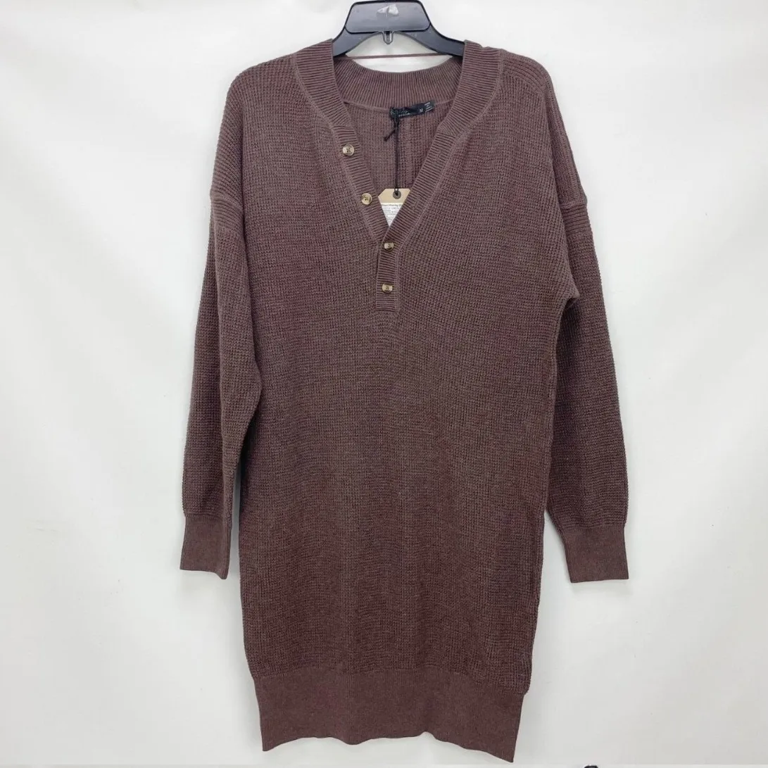 prAna Milani Henley Waffle Sweater Dress Clove Brown Size S NWT Organic Cotton - Image 5