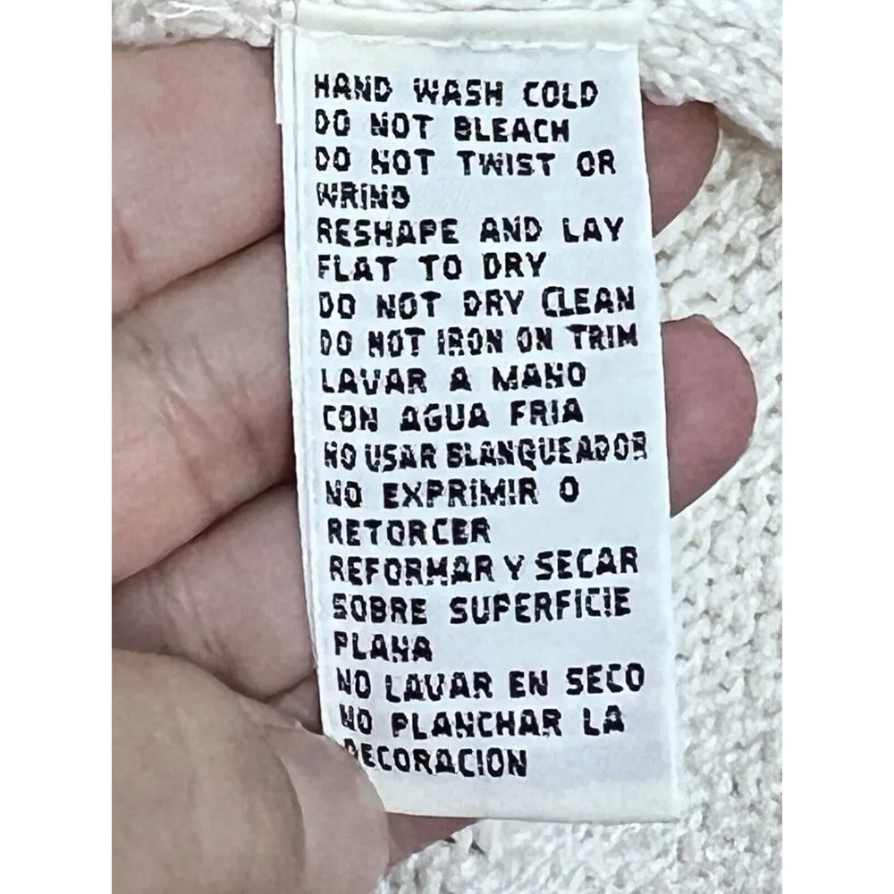 Vintage Knit Embroidered Floral Sweater Women Sz L Grandma Cottagecore Fisherman - Image 8