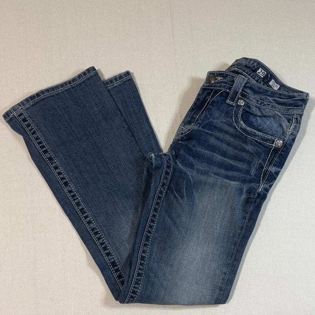 Miss Me Indigo Boot Cut Jeans with Embellished Pockets - Image 2