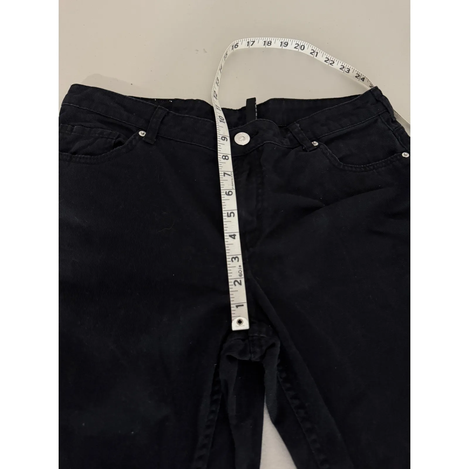 H&M Divided The Easy Soul 100% Cotton Mid-rise Black Wide Leg Baggy Jeans 10 - Image 8