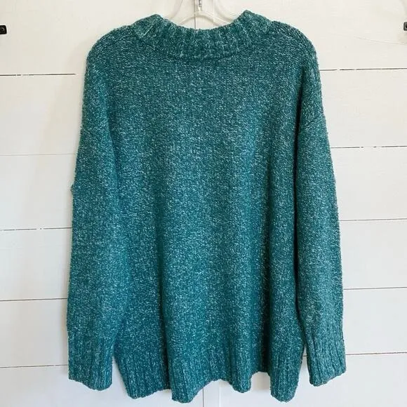 Old Navy Oversized Crewneck Sweater Teal Blue Marl  - M Excellent - Image 6