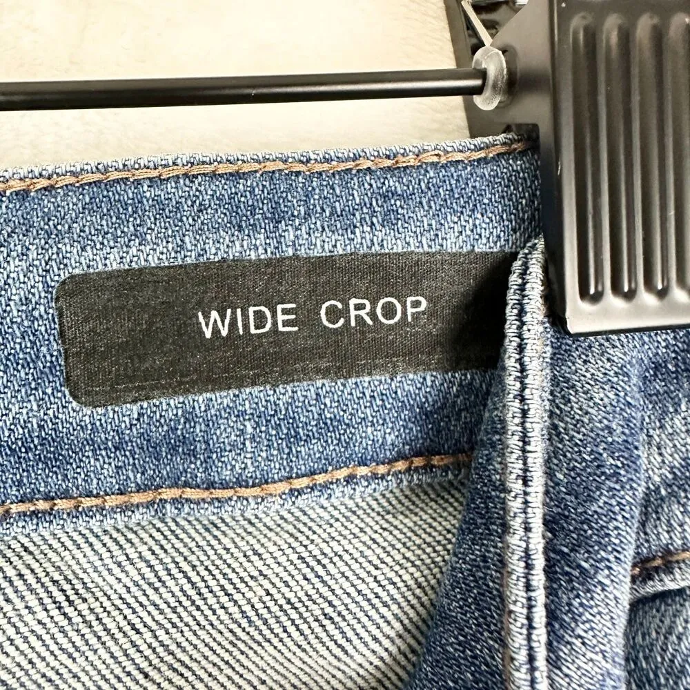 Judy Blue High Rise Wide Leg Crop Jeans Size 7/28 Medium Wash Released Hem - Image 10