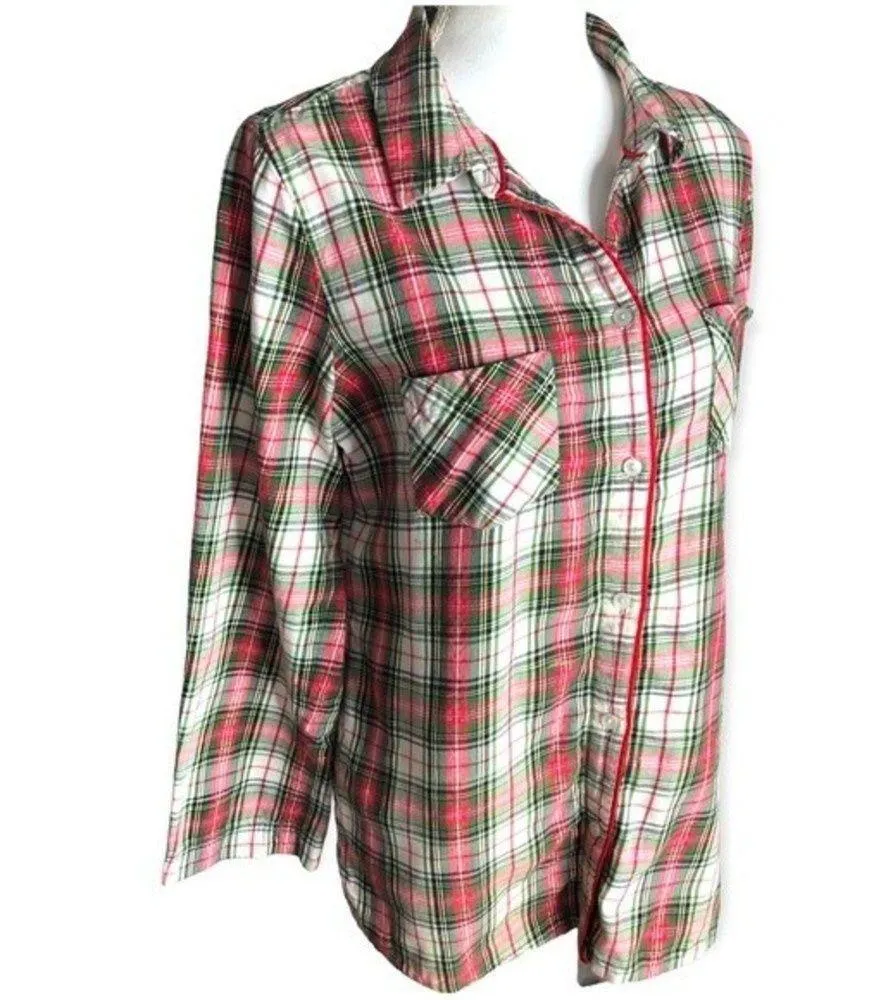 Victoria’s Secret Plaid Button Down Bell Sleeve Pajama Top - Image 60