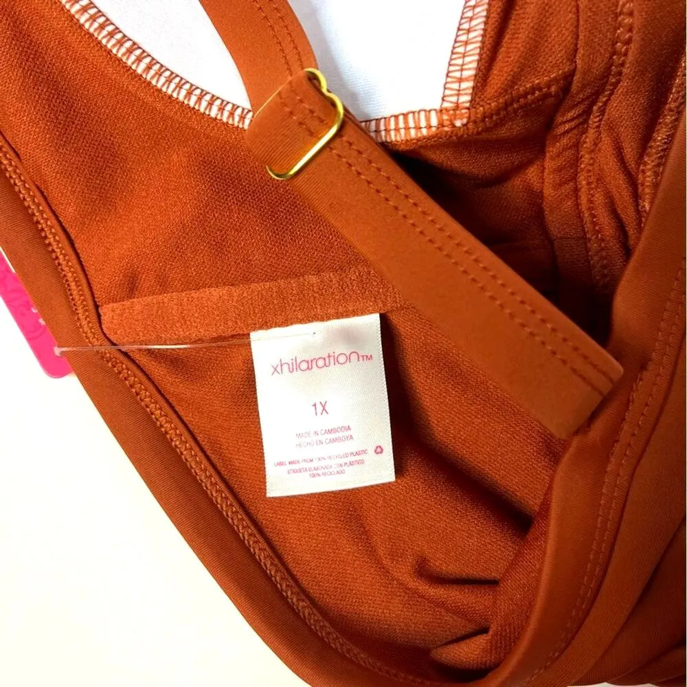 Xhilaration Juniors Longline Elevated Rust Bandeau Bikini Top Plus Size 1X New! - Image 13