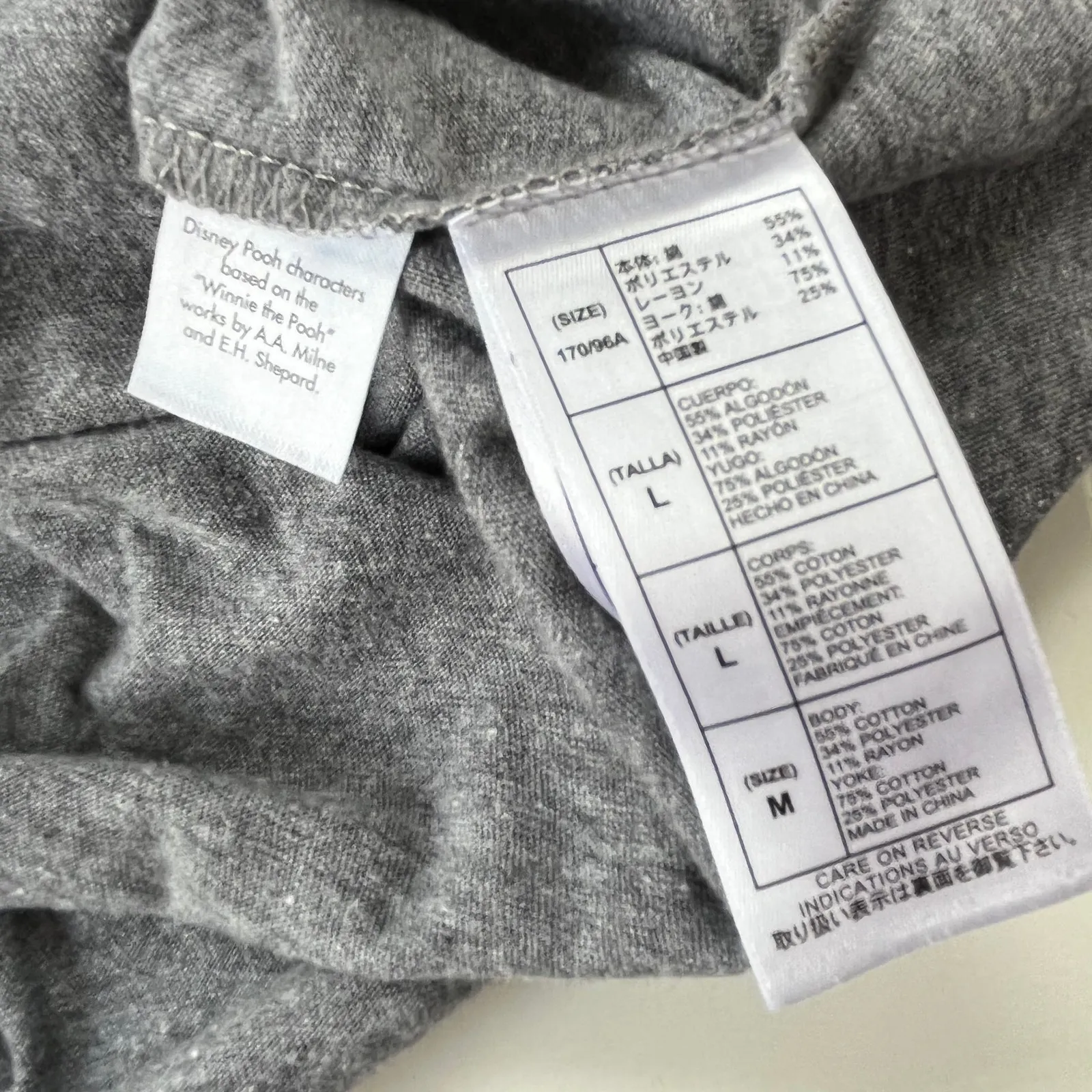 Disney Parks Winnie the Pooh Women Tee Top M Y2K Lace Back Quote Whimsical Cozy Gray Size M - Image 10