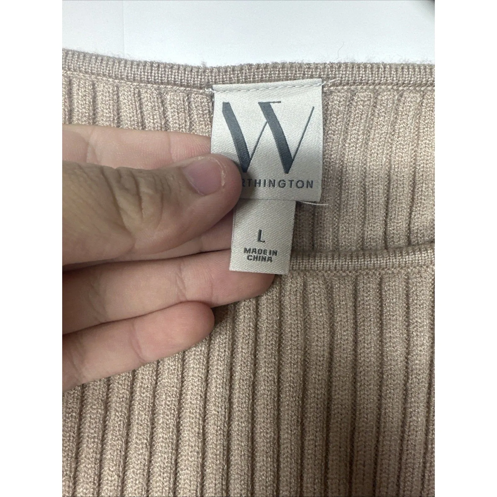 Worthington Women’s Sweater Large Light Brown Ribbed Knit Long Sleeve Top NWT - Image 8