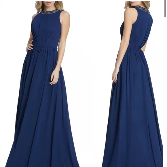 Mac Duggal 55147 Midnight Blue Sleeveless Gown 2 - Image 2