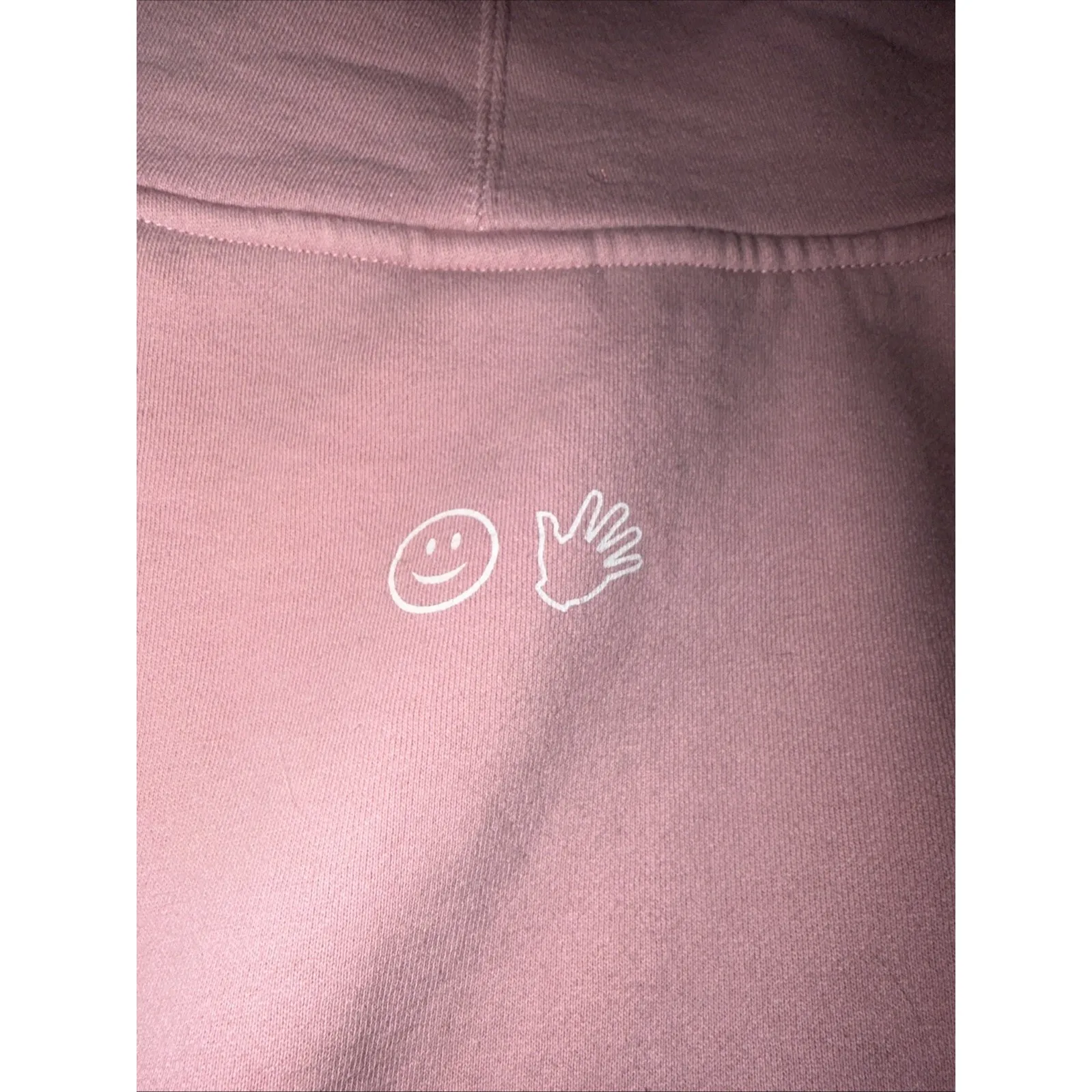 Glossier Original Pink Hoodie Pullover Sweatshirt Spell Out Logo Womens Large - Image 9