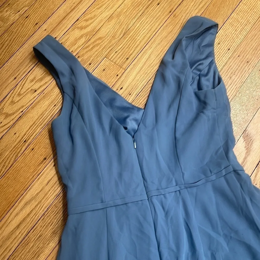 David’s Bridal Light Blue Chiffon V-Neck Maxi Gown Size 2 - Image 11