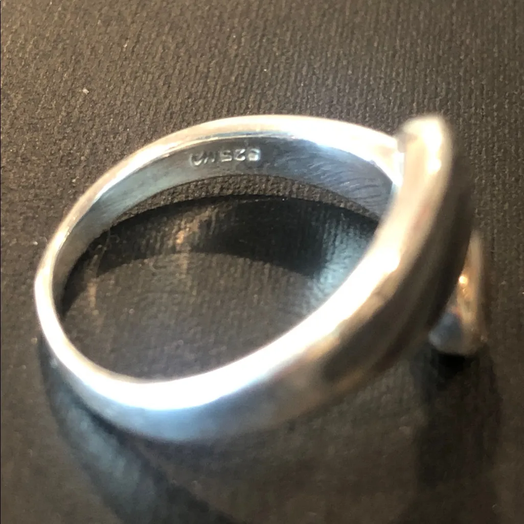 Sterling Silver Abalone Bypass Ring Size 7 - Image 9