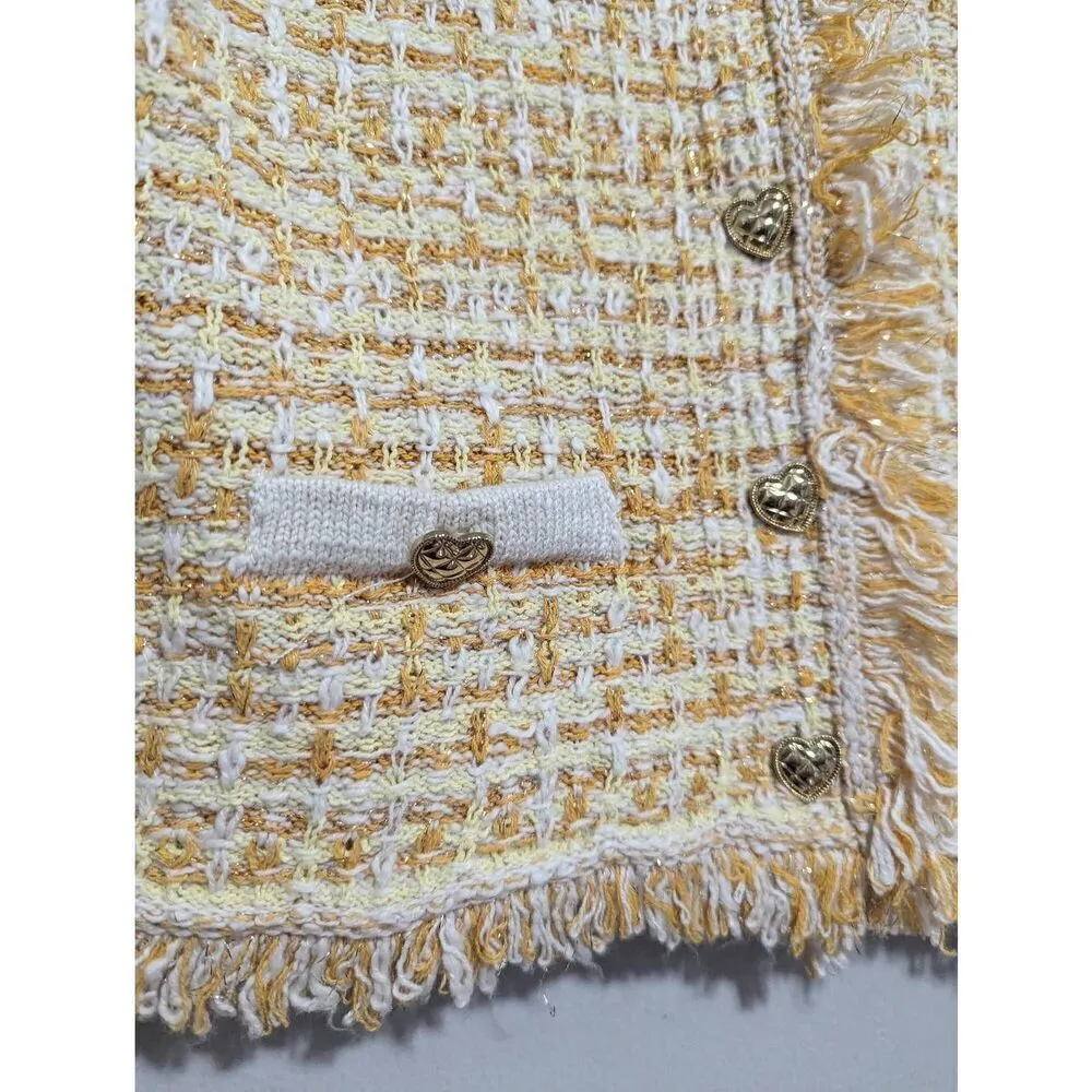 Mango  pocket tweed cardigan Small - Image 4