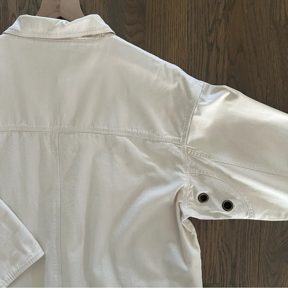 Vintage Oversized Toggle Front Chore Coat Jacket in Natural Cream Size Medium Gold - Image 9