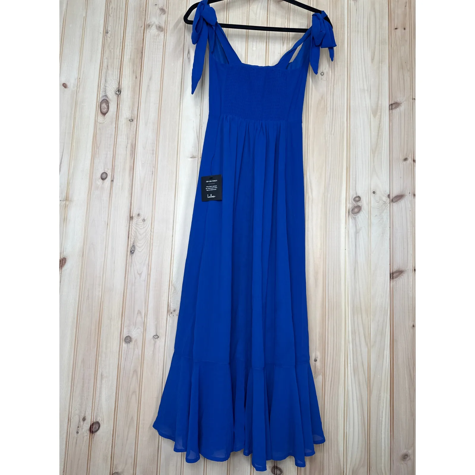 NWT Lulus Summer Invite Royal Blue Tie-Strap Tiered Midi Dress Wedding Sz XS - Image 5