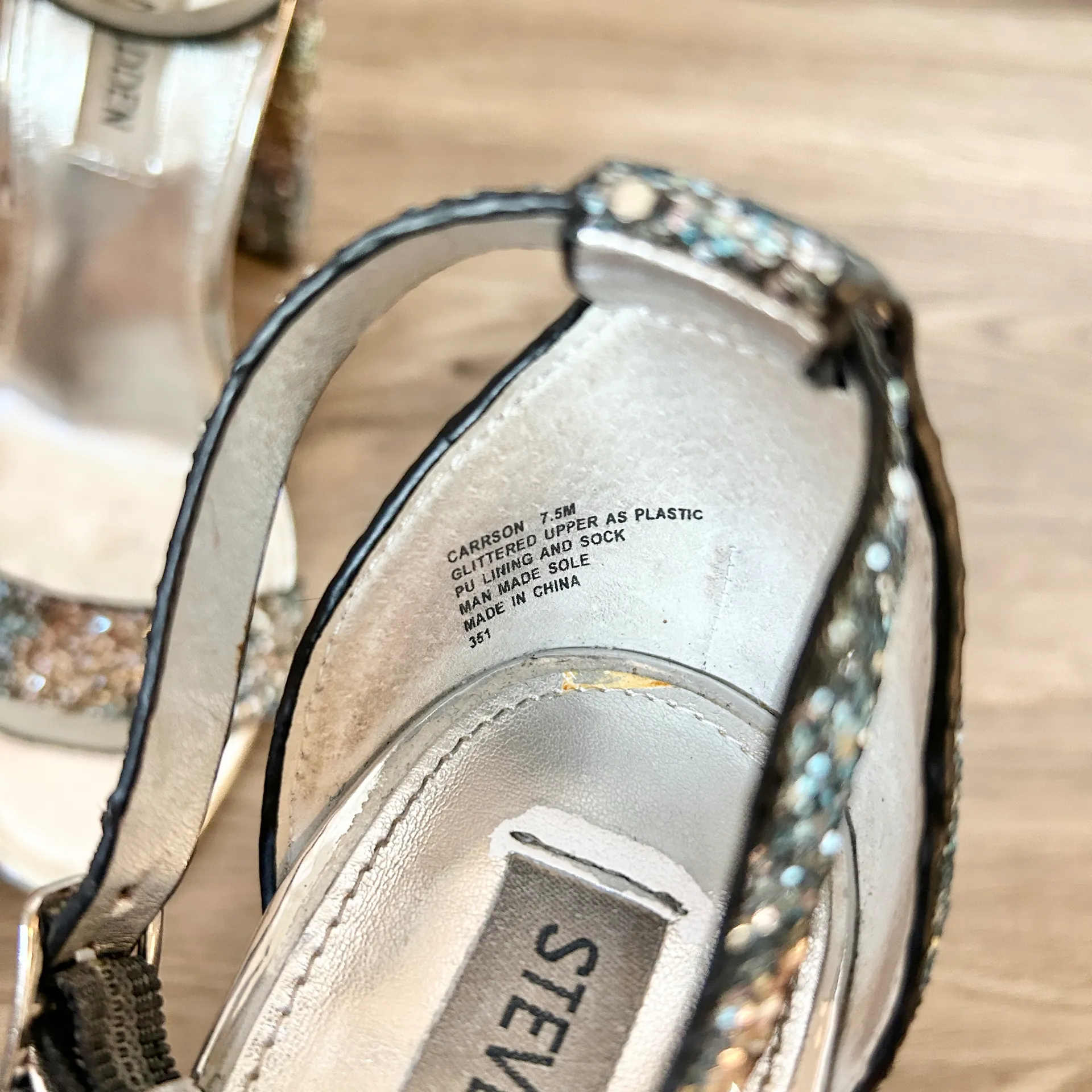 Steve Madden Carrson Multi Glitter Ankle Strap Heels Size 7.5 - Image 6