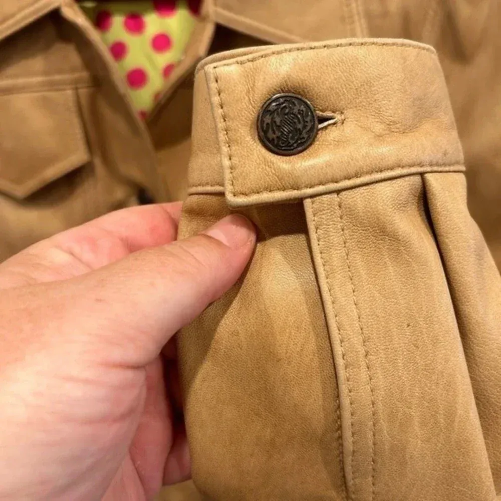 Bolsa Leather‎ Jacket Tan Nude Beige size Medium Brown - Image 5