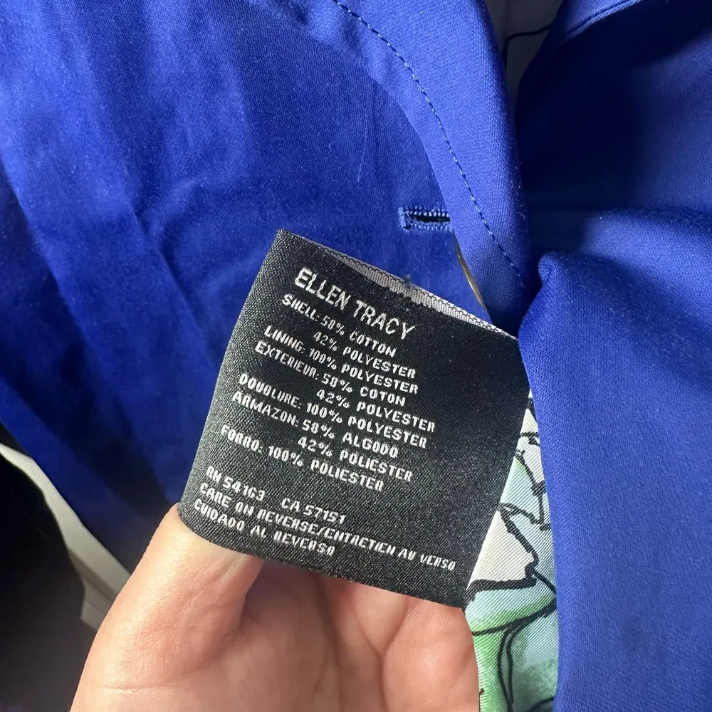 Ellen Tracy Royal Blue Rain Jacket Size Medium - Image 12