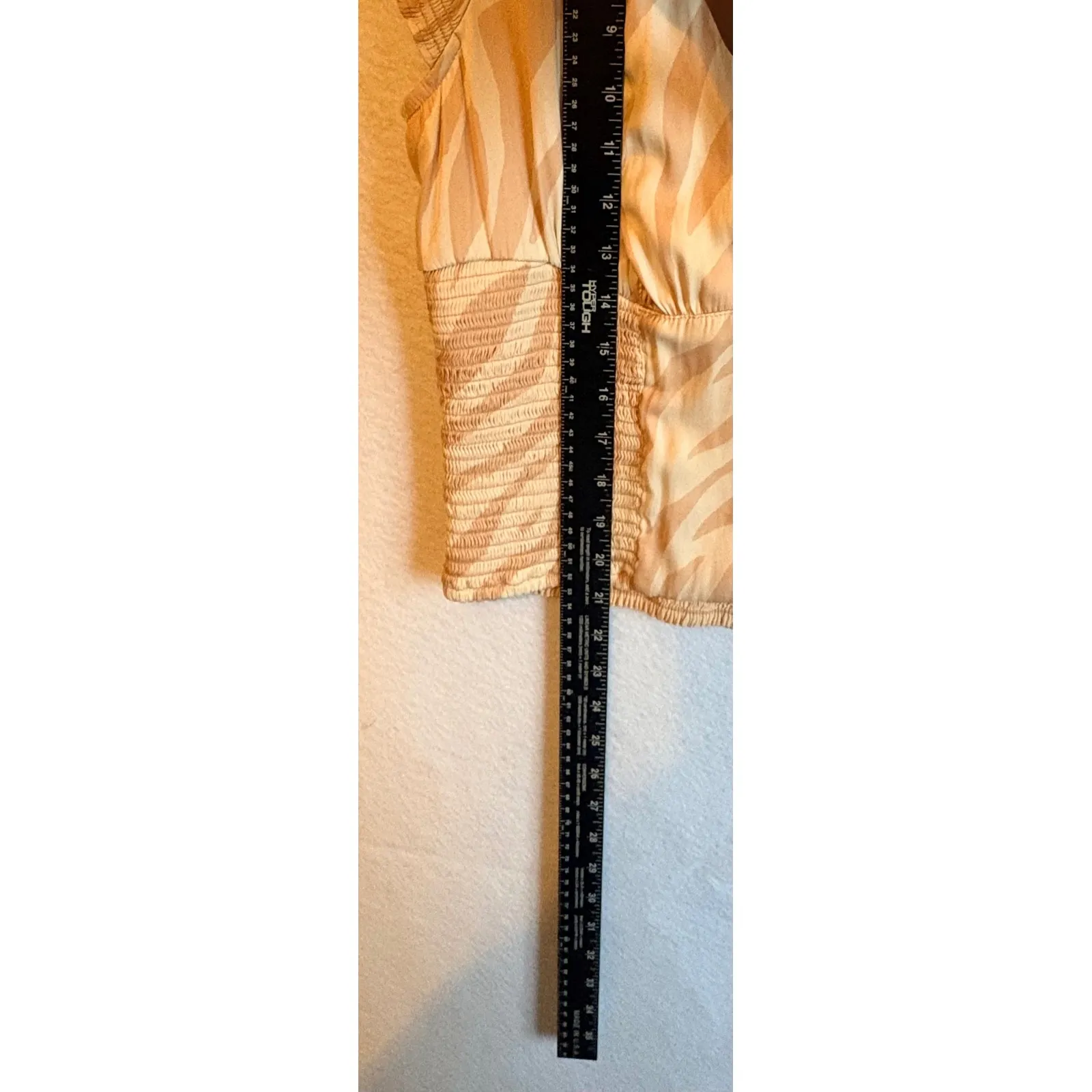 Free People Tiger Print V Neck Smocked Waist Short Sleeve Blouse Top XL - Image 5