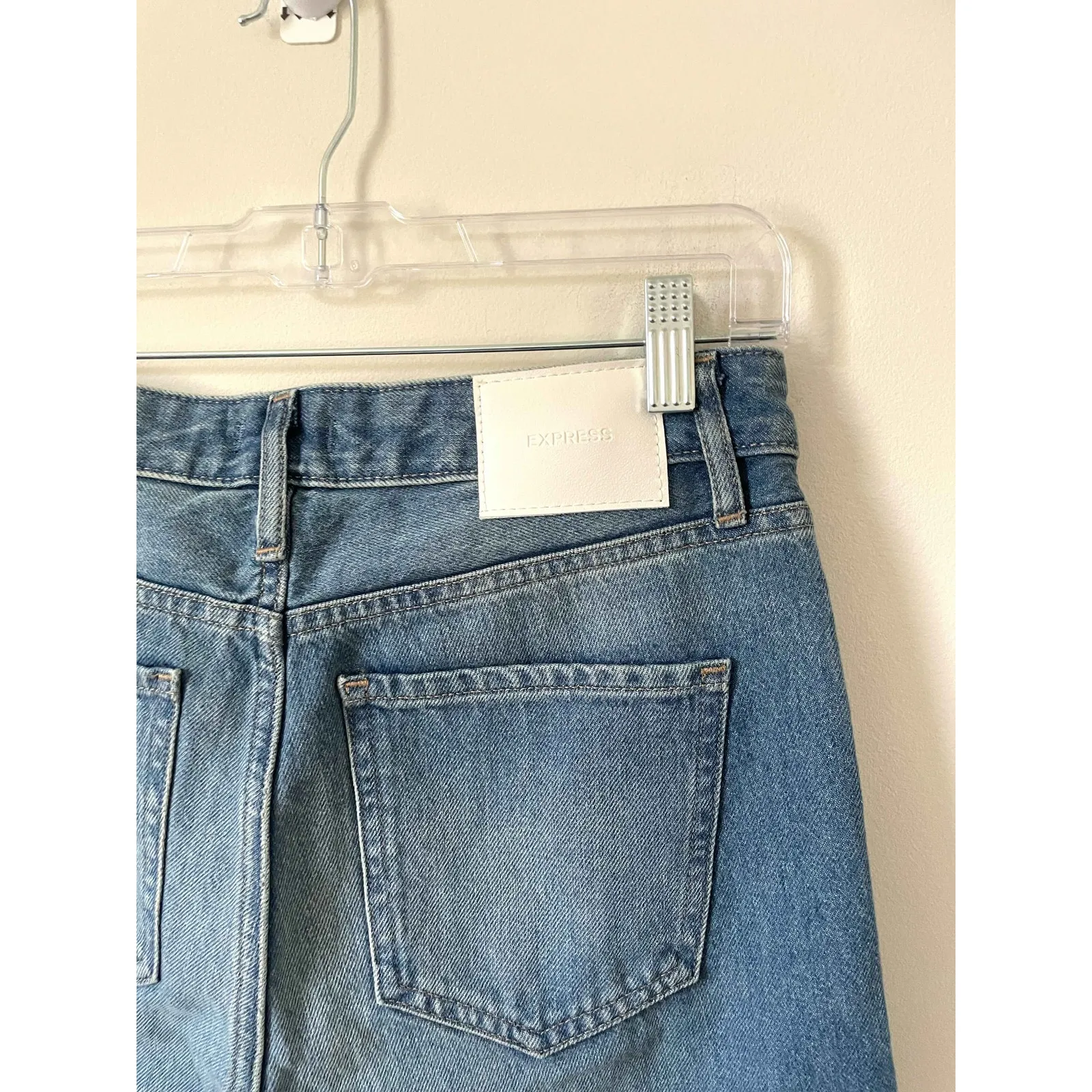 Express Button Fly Relaxed Straight High Rise Jeans Black Size 8 Short - Image 10