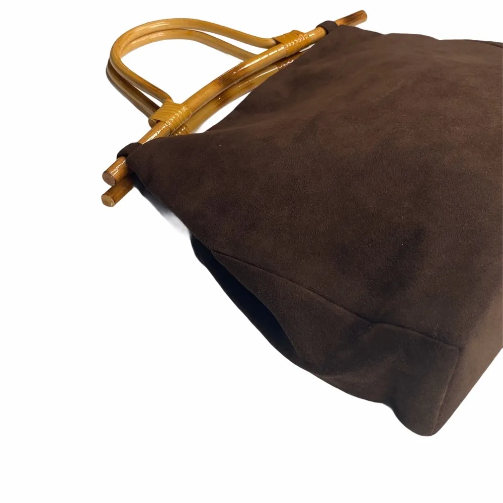 Julie Brown ꕥ Bamboo Boho Top Handle Satchel Bag ꕥ Chocolate Micro Suede ꕥ - Image 5