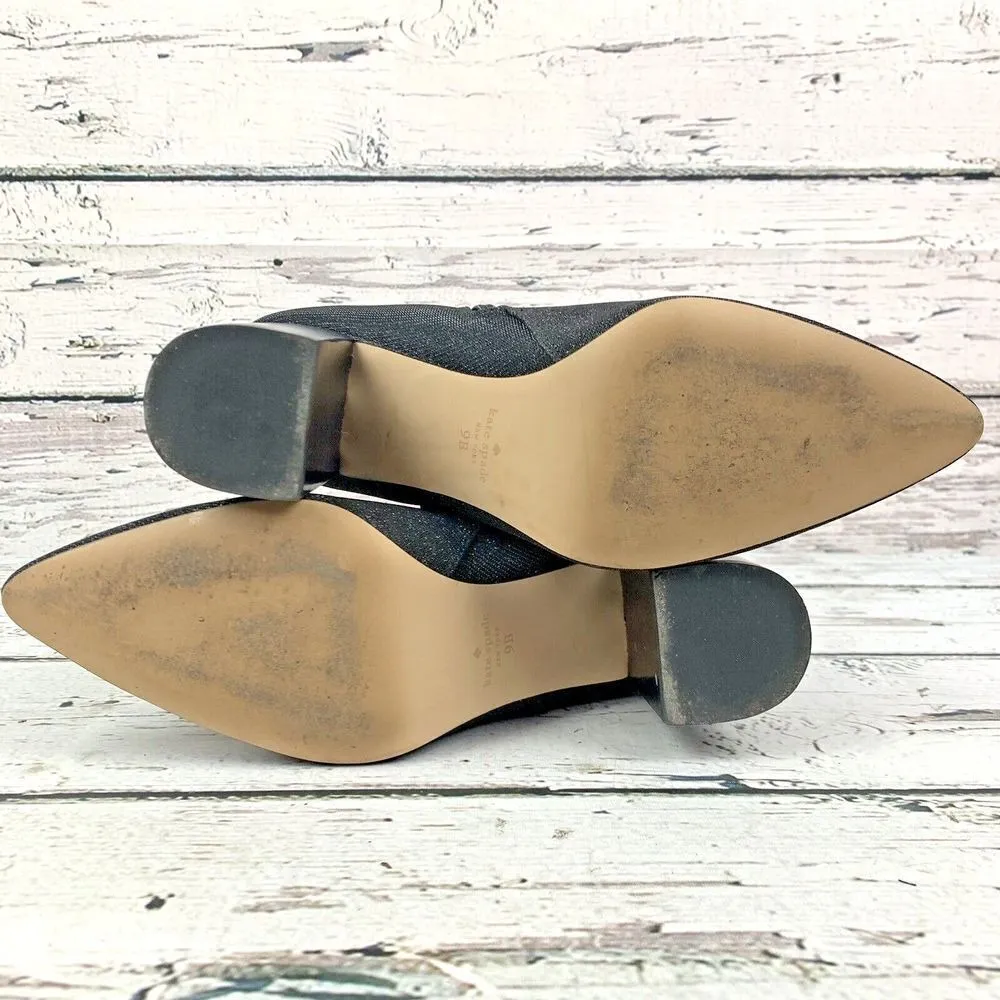 Kate Spade New York Women's Pointed Toe Black Glitter Heeled Booties [Size‎ 9 B] - Image 7