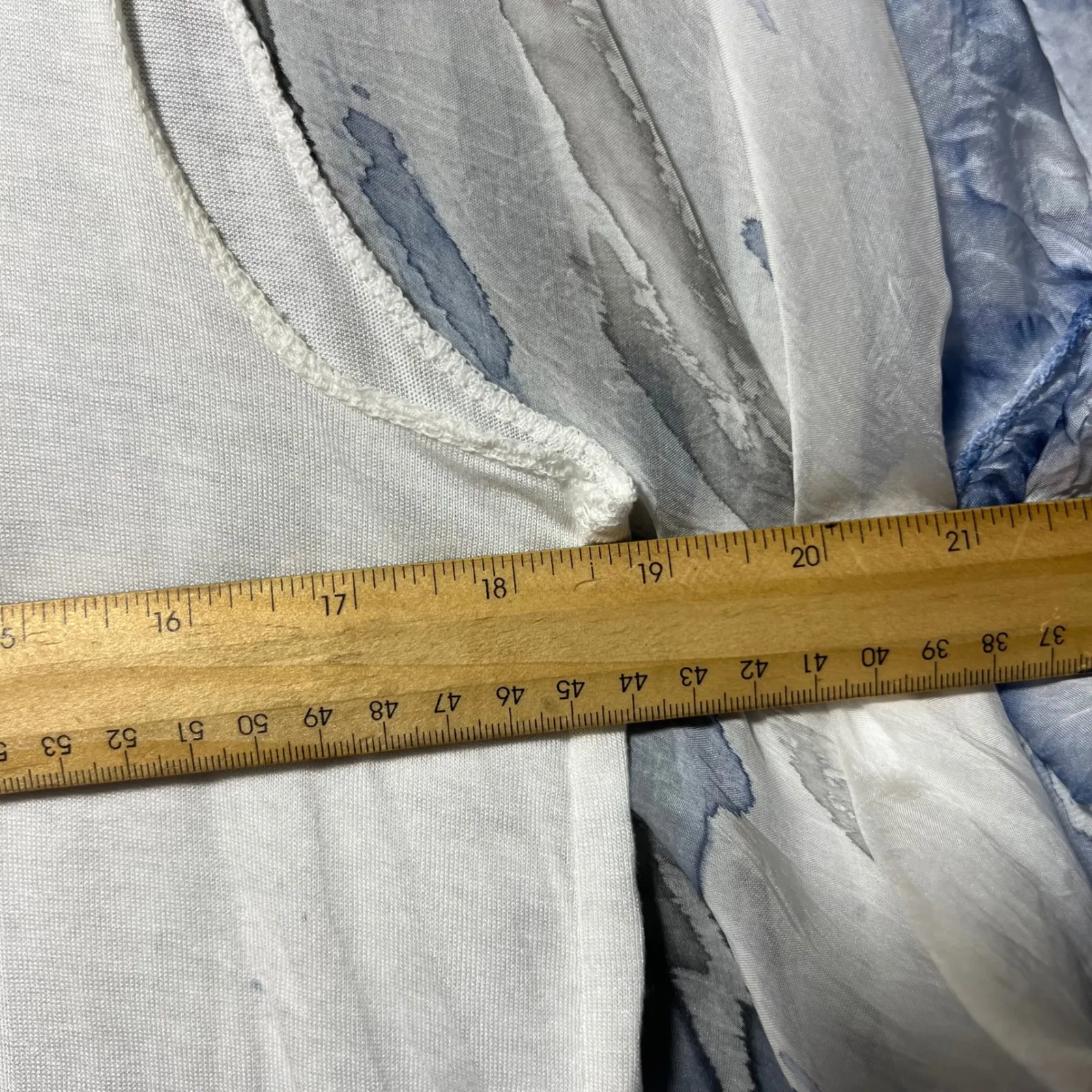 Scandal Italy Silk Blend Artsy M Oversized Top Blue White Watercolor Sheer Size M - Image 5